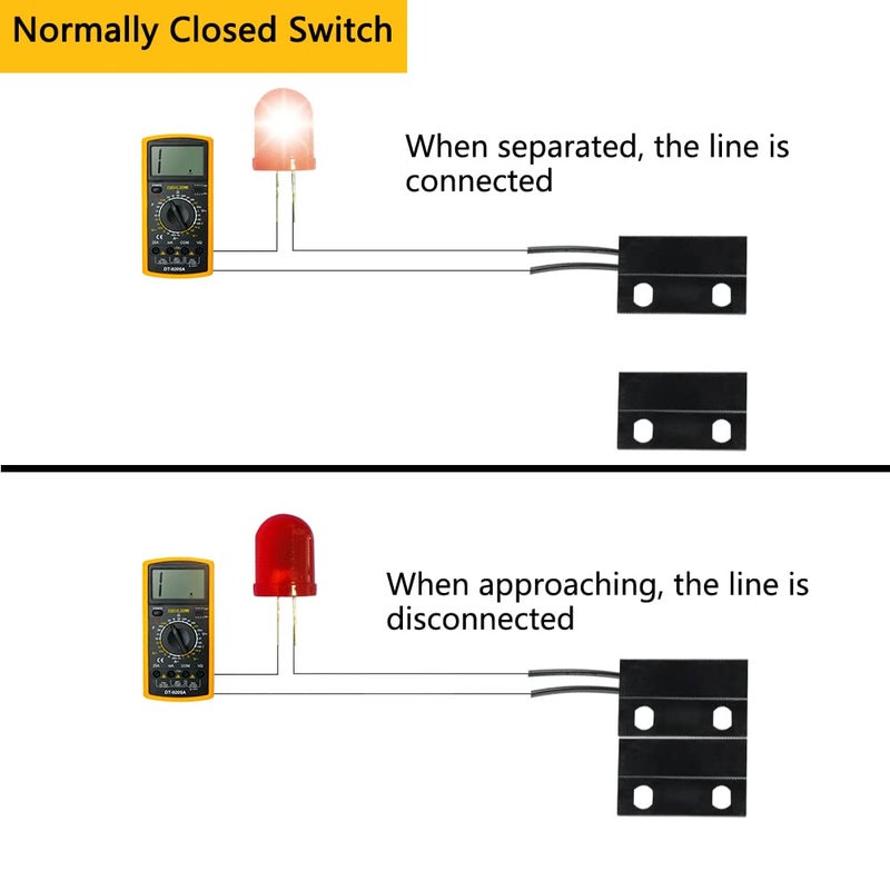 AOAUTO Magnetic Reed Switch,Normally Closed NC Waterproof Magnetic Switch,Micro Alarm Reed Switch 10W 100v 0.5A Magnetic Door Sensor Switch to DC 5V 12V 24V Lights（2 Pack） - Image 3